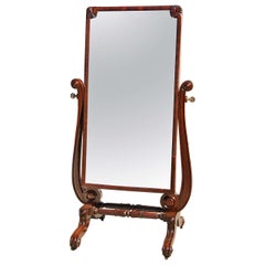 Antique Late Regency Mahogany Cheval Mirror