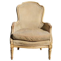 A Vintage Cream Painted French Bergere in the Louis XV Style