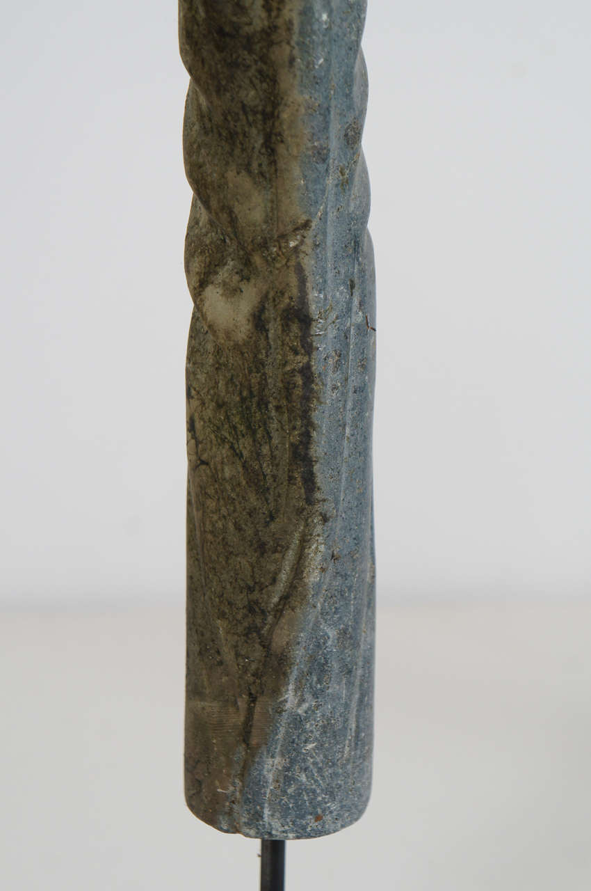 A Set of Carved Stone Penis Sculptures on Iron Stands In Good Condition In Hudson, NY