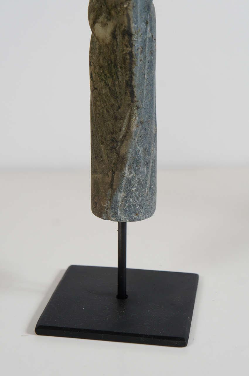 20th Century A Set of Carved Stone Penis Sculptures on Iron Stands