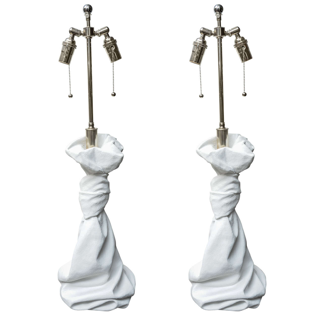 Pair of Composition Knotted Lamps