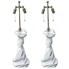 Pair of Composition Knotted Lamps
