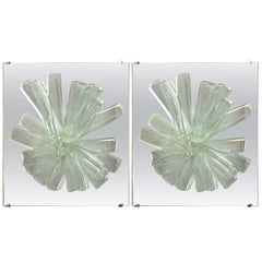Pair of Sculptural Glass Wall Sconces