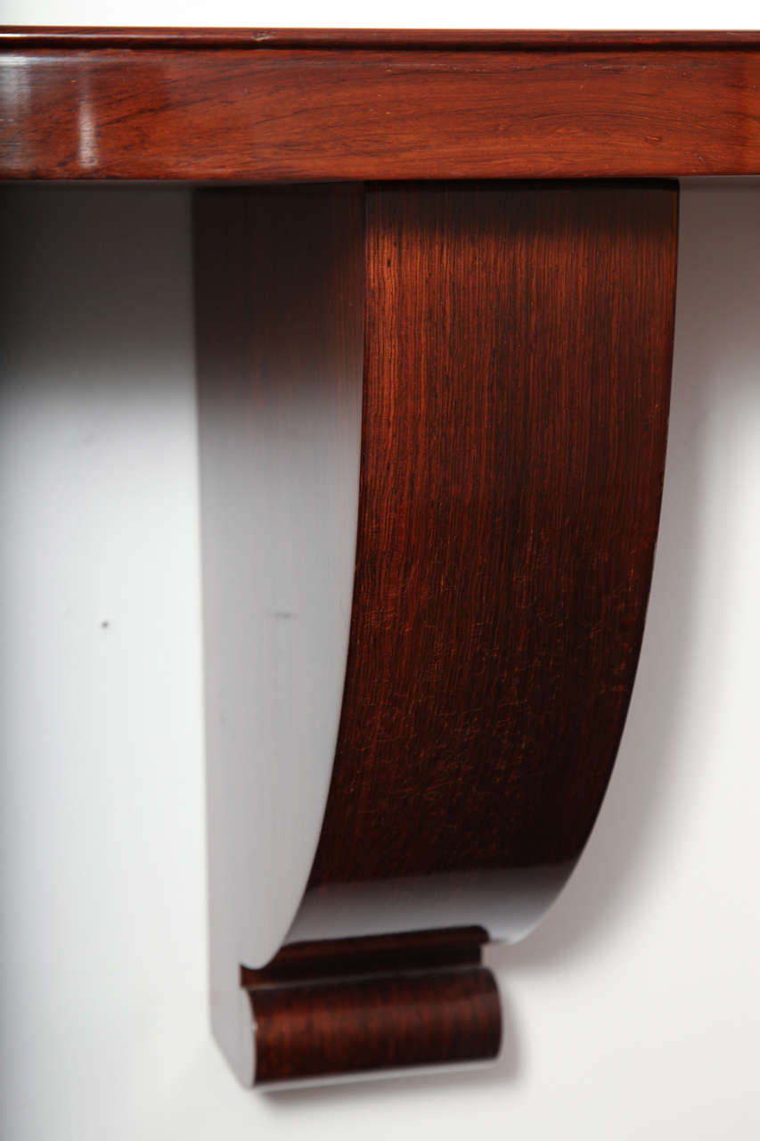 Demi-Lune Wall Mounted Console with Mirrored Top by Jules Leleu In Good Condition In New York, NY