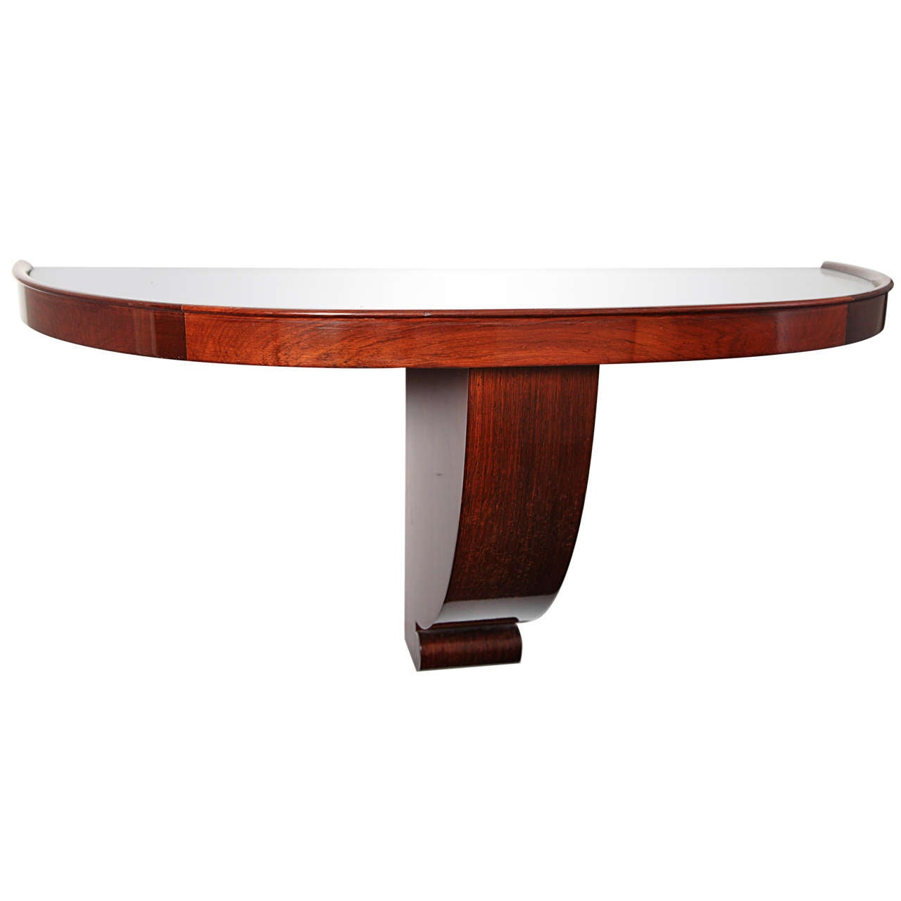 Demi-Lune Wall Mounted Console with Mirrored Top by Jules Leleu