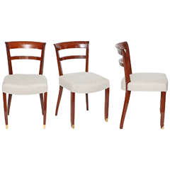 Jules Leleu, Set of three mahogany side chairs, France, c. 1930 9