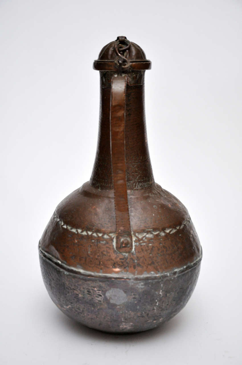 African Hammered Copper Water Jug In Good Condition In Chicago, IL