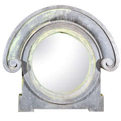 19th c. French Oval Zinc Window Mirror