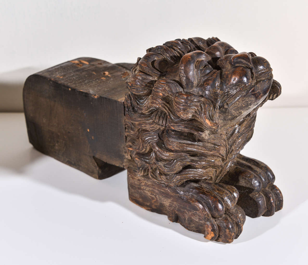Carved Wood Lion Figure Bookends or Wall Brackets 1