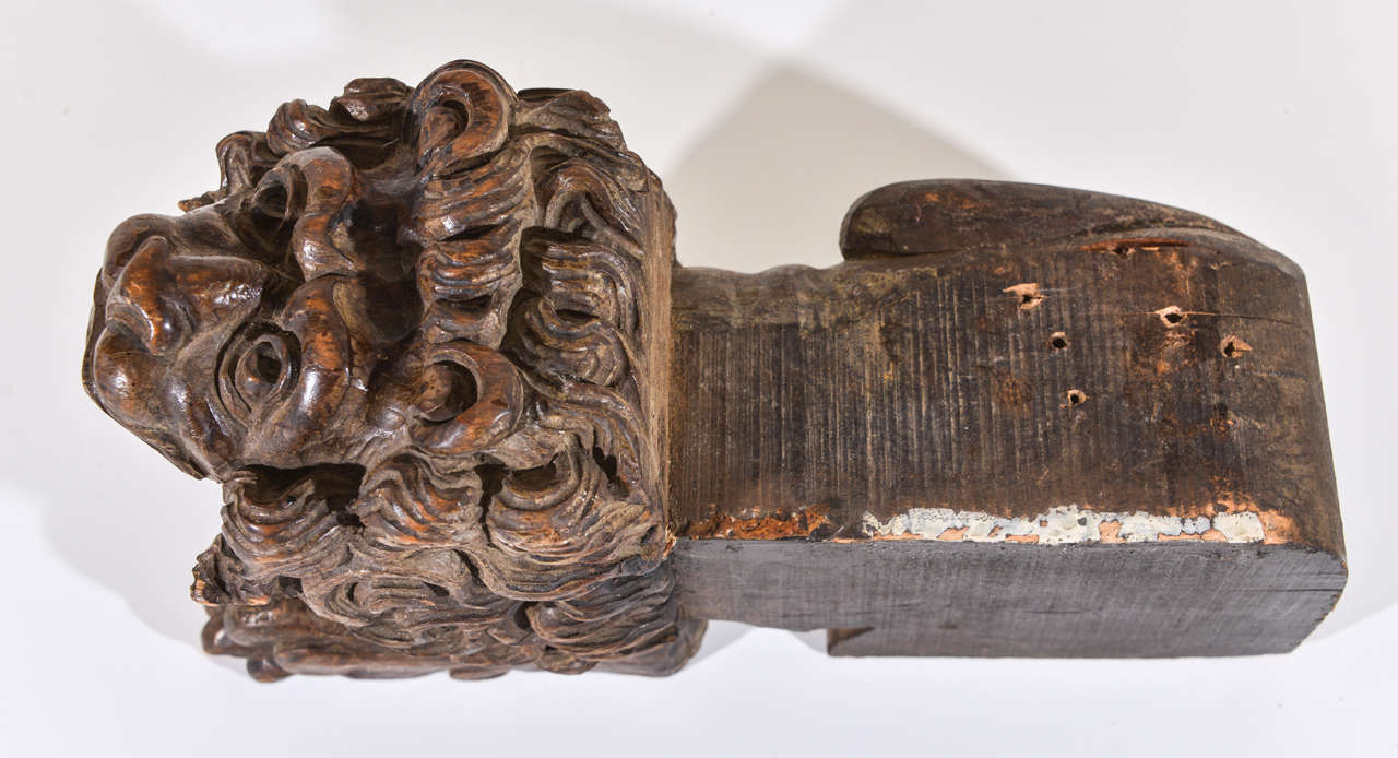 Carved Wood Lion Figure Bookends or Wall Brackets 6