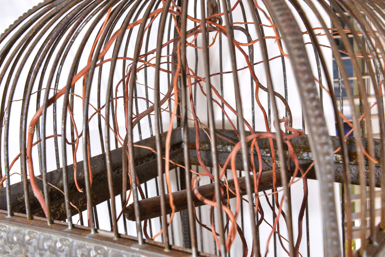 19th Century French Iron and Enamel Bird Cage For Sale 7