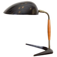 Gerald Thurston desk lamp with boomerang shaped steel base and steel shade