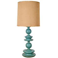 1950's wooden lamp with original turquoise paint