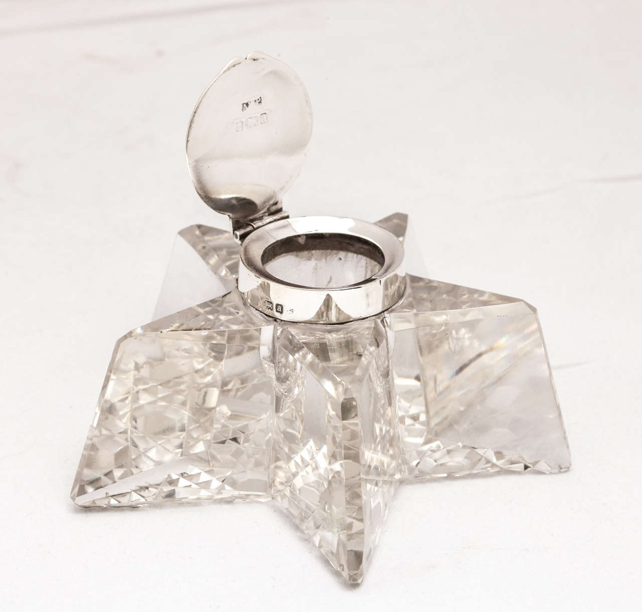 British Unusual Victorian Sterling Silver-Mounted Crystal 