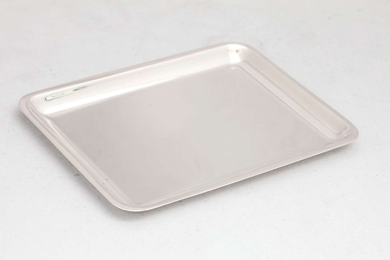 Midcentury, sterling silver calling card tray, Tiffany & Co., New York, circa 1945. Measures: 6