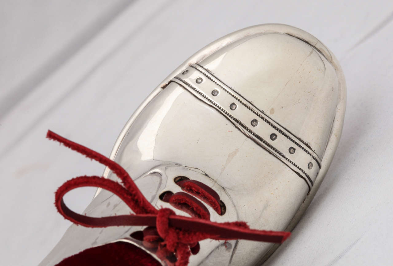 British Edwardian Large Sterling Silver Shoe-Form Pin Cushion