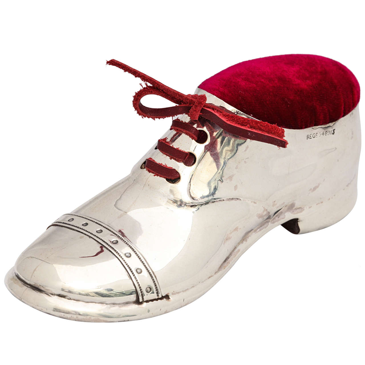 Edwardian Large Sterling Silver Shoe-Form Pin Cushion