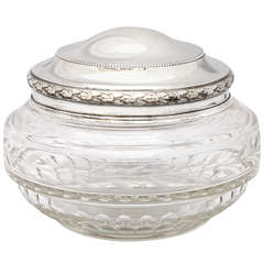 Puiforcat Art Deco Sterling Silver and Crystal Powder Jar