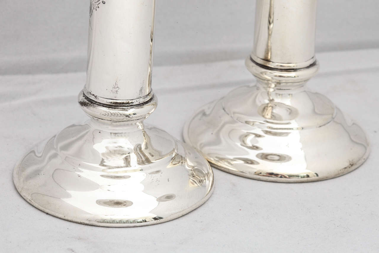 Tiffany Sterling Silver Column-Form Candlesticks In Excellent Condition In New York, NY