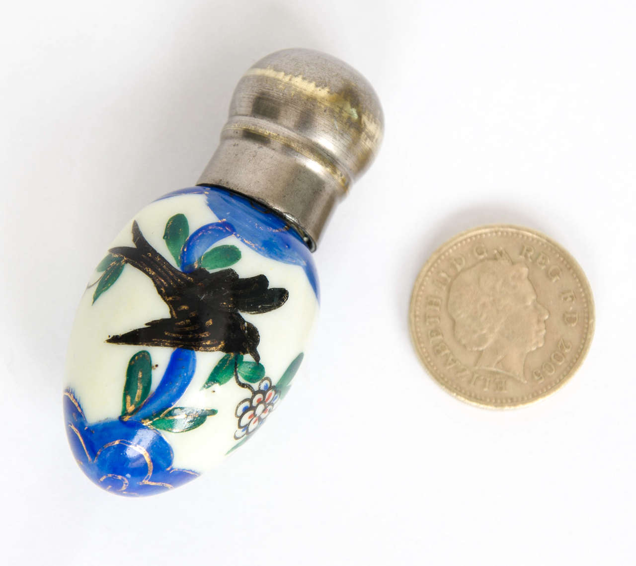 Victorian James Macintyre, Egg shaped, PERFUME or SCENT BOTTLE, Hand painted, circa 1875