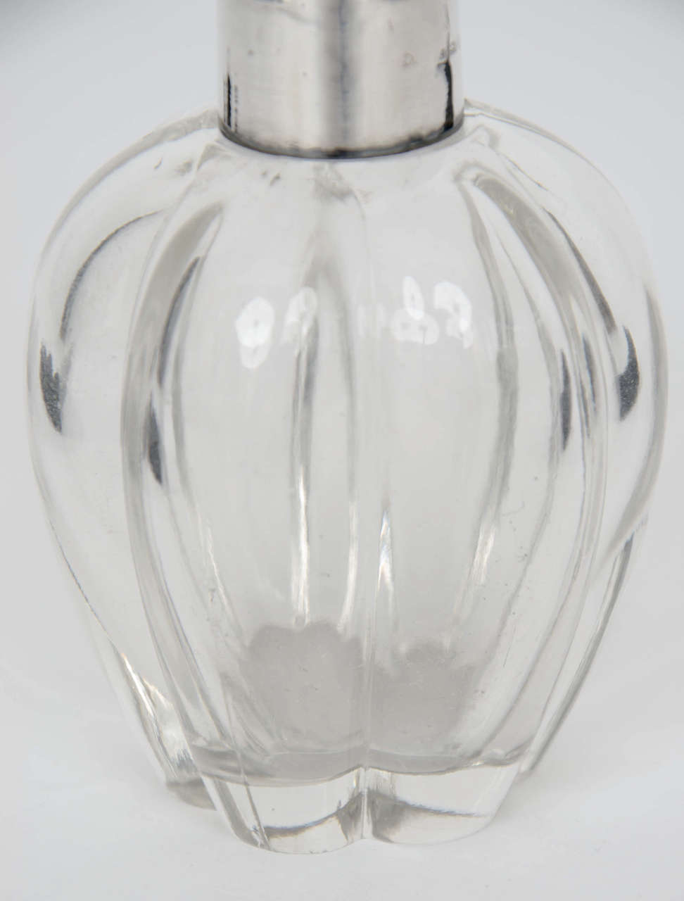 20th Century Edwardian, Perfume Bottle, Fluted Glass, Silver Neck Ring, London, 1911