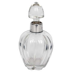 Edwardian, Perfume Bottle, Fluted Glass, Silver Neck Ring, London, 1911