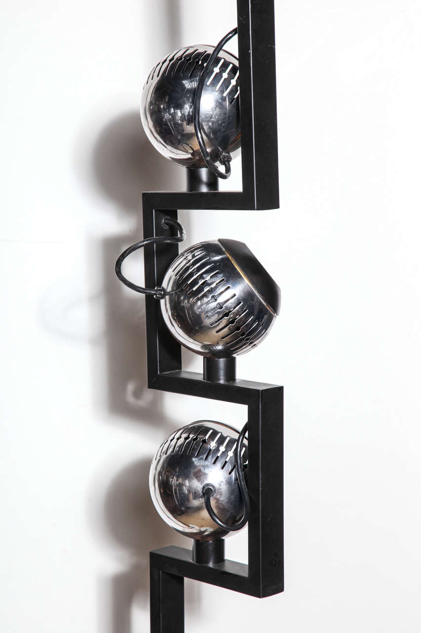Single Angelo Lelli for Arredoluce Floor Lamp with Adjustable Chrome Shade For Sale 3