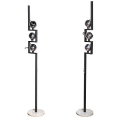 Pair of Angelo Lelli for Arredoluce Floor Lamps with Adjustable Chrome Shades