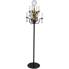 Erik Hoglund Eight-Arm Black Iron & Glass Candelabra Floor Lamp 