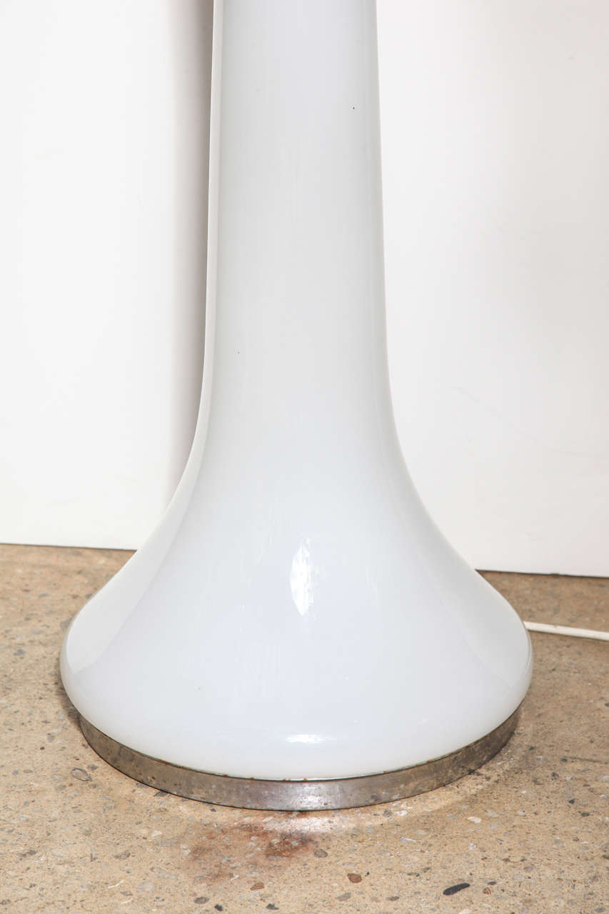 Plated Carlo Nason for Mazzega Murano I Numerati Soffiato White Glass Floor Lamp, 1970s