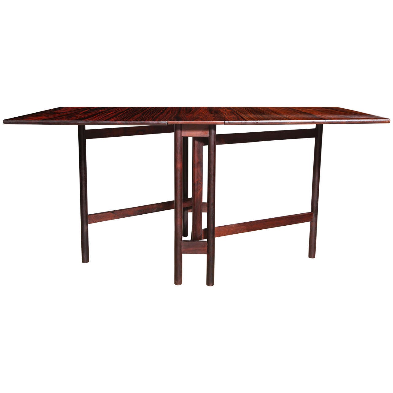 Compact, Folding Danish Rosewood Drop-Leaf Dining Table