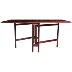 Vintage Compact, Folding Danish Rosewood Drop-Leaf Dining Table