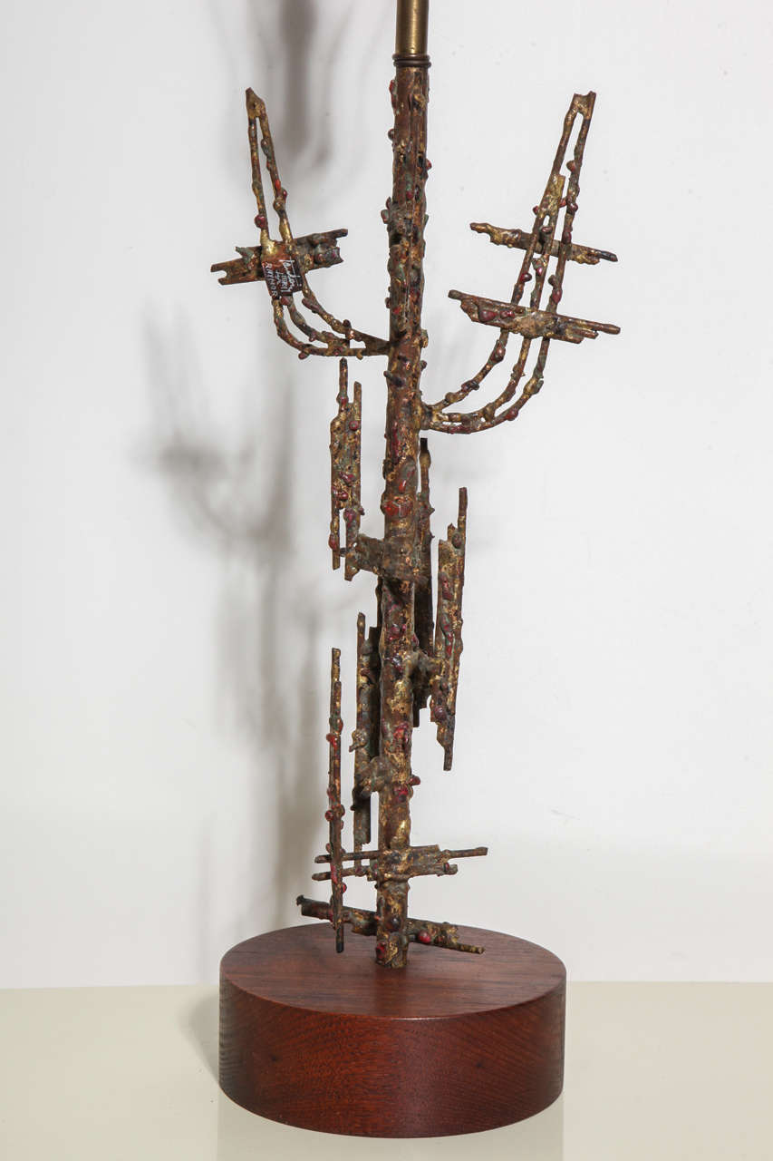 Brutalisme Grande lampe de bureau Bronzed Tree de Marcello Fantoni pour Raymor, années 1960 en vente
