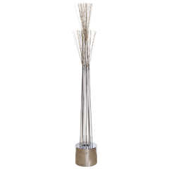 1970s Curtis Jere Chrome and Brass "Rushes" Uplight Floor Lamp 12