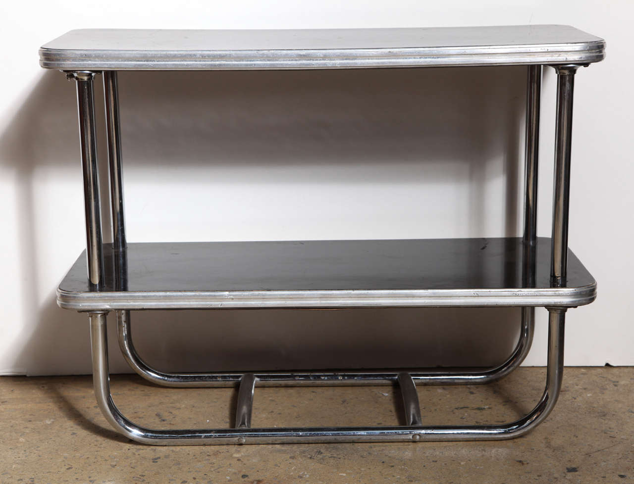 20th Century pair of narrow Art Deco Royal Chrome Side Tables