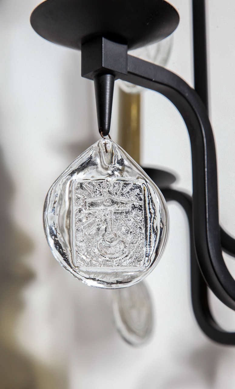 Erik Hoglund EightArm Black Iron and Glass Candelabra Floor Lamp For Sale at 1stDibs black