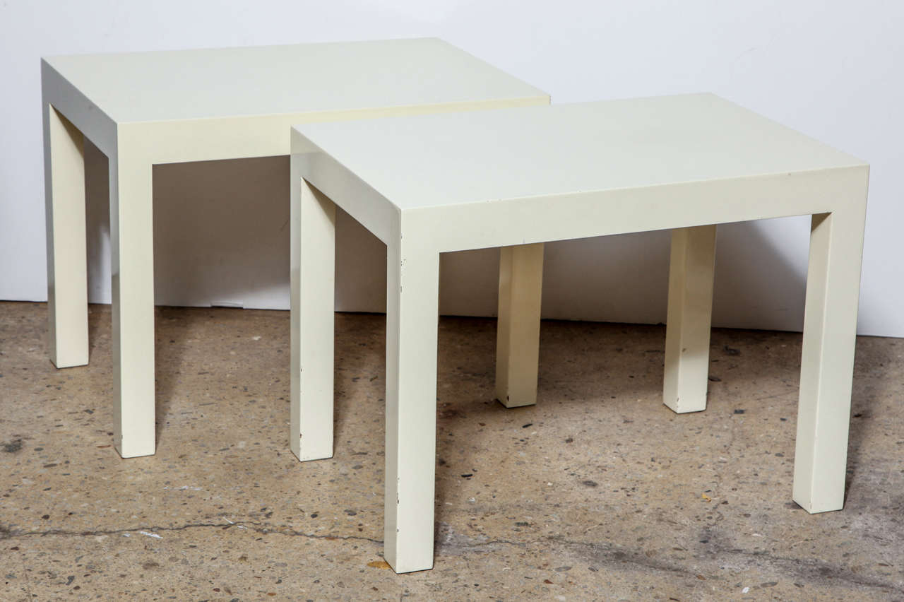 Pair of OffWhite Rectangular Parsons Tables by Intrex, 1970s For Sale at 1stDibs