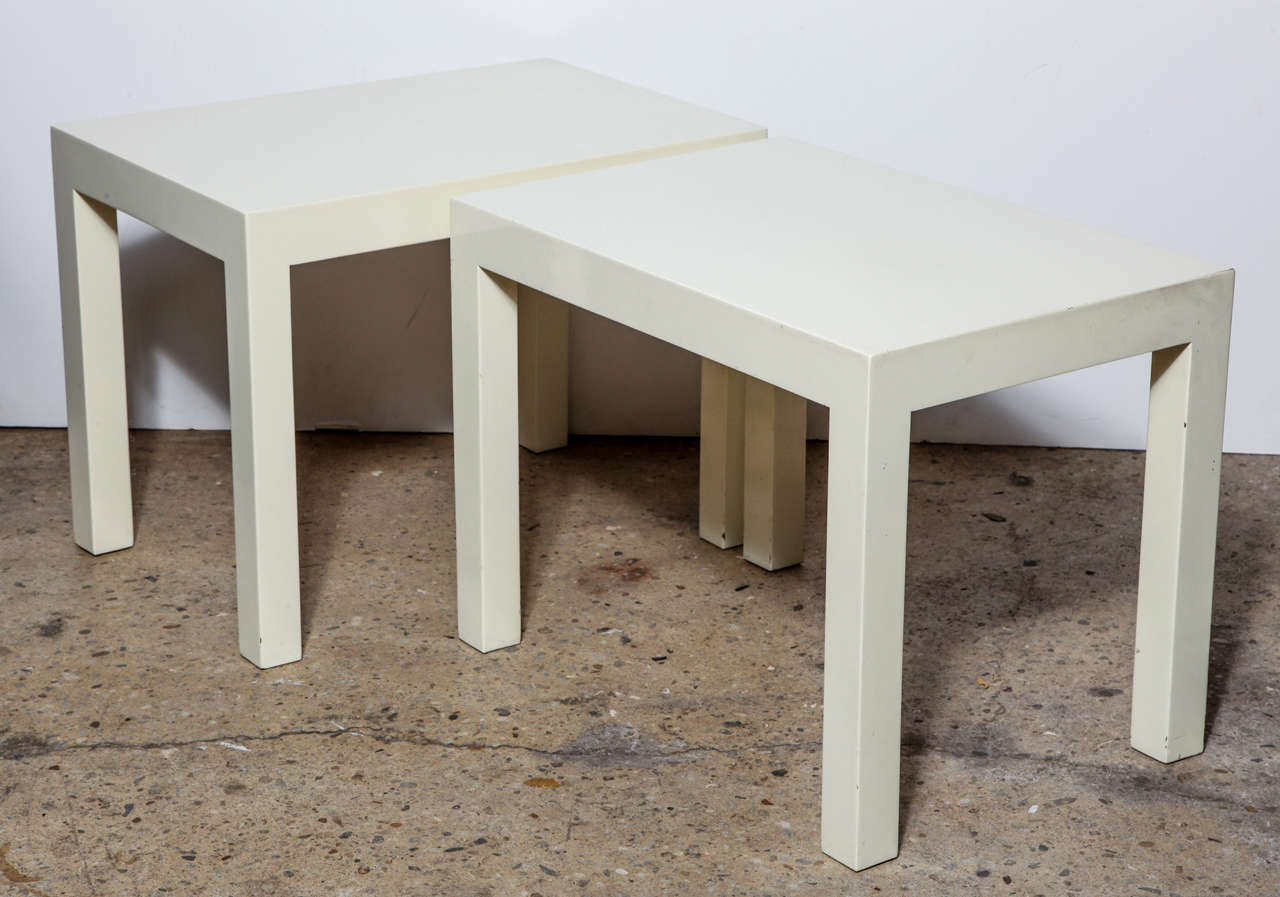 Pair of OffWhite Rectangular Parsons Tables by Intrex, 1970s For Sale at 1stDibs
