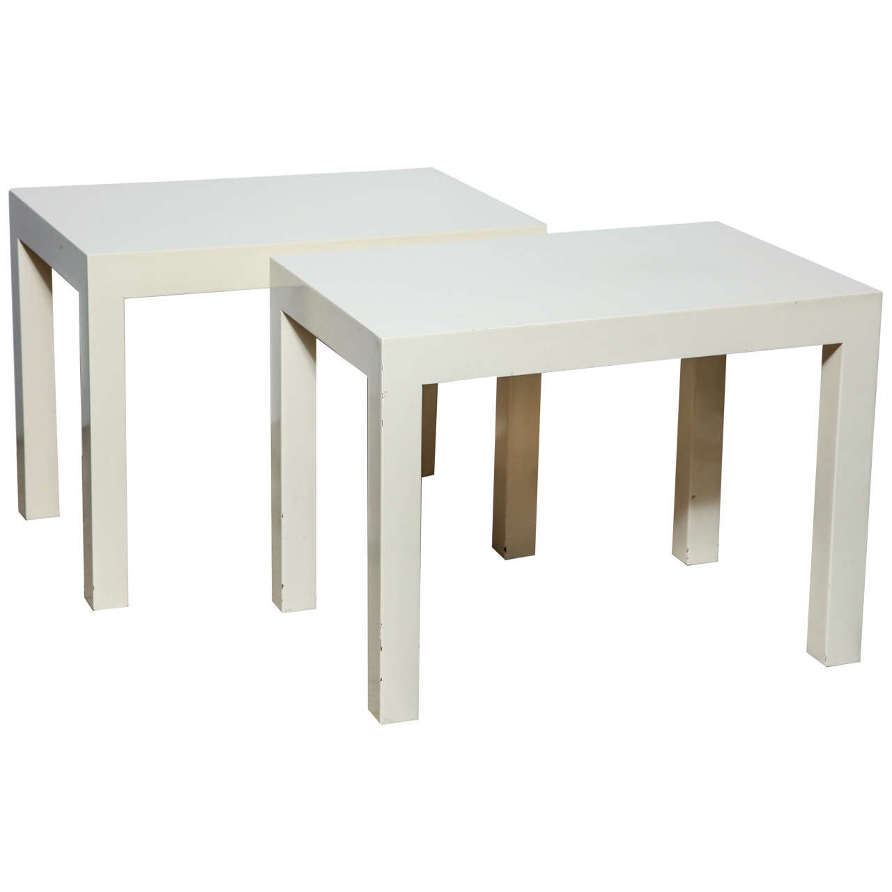 Pair of OffWhite Rectangular Parsons Tables by Intrex, 1970s For Sale at 1stDibs