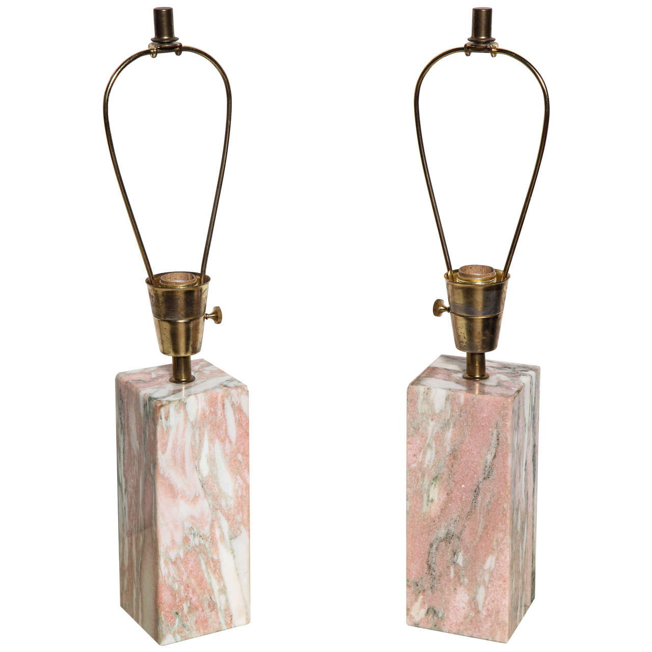 pair of 1950's Vermont Marble Co. Table Lamps at 1stDibs pink marble lamp, pink vermont marble