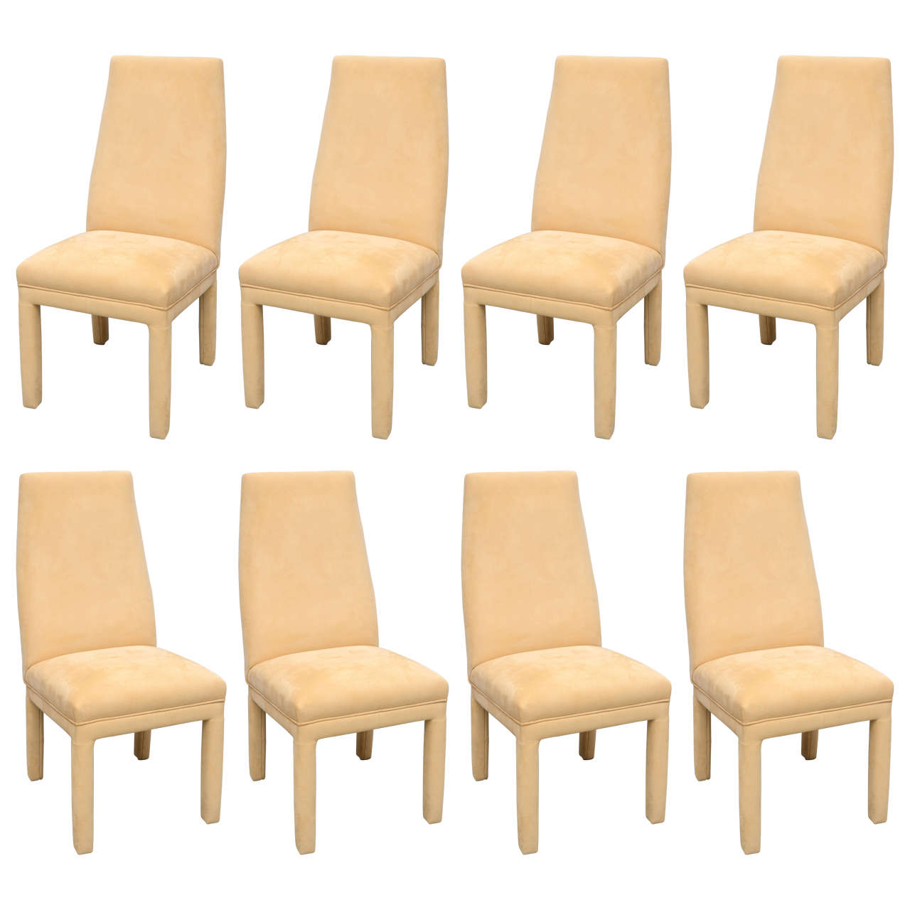 Tri Mark Dining Chairs, Set of Eight in Ultra Suede, USA, 1970s