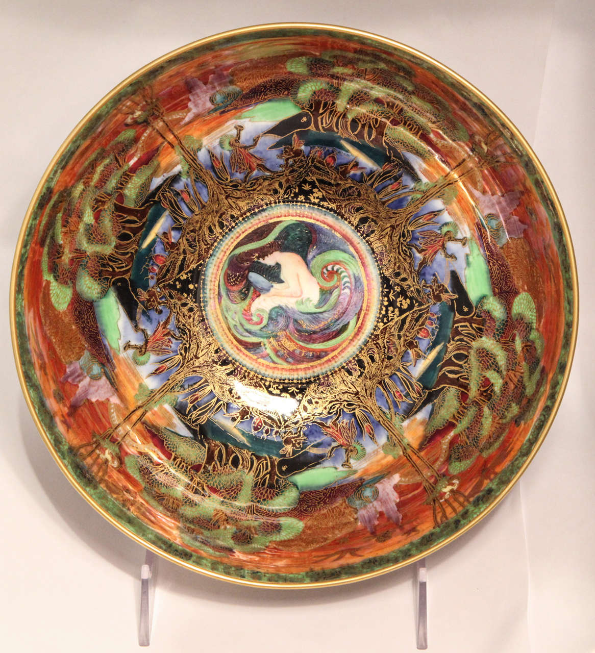British Rare Wedgwood Fairyland Lustre Footed Bowl For Sale