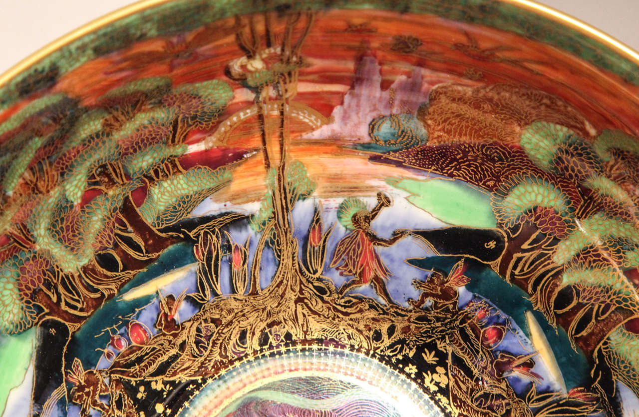 Porcelain Rare Wedgwood Fairyland Lustre Footed Bowl For Sale