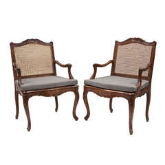 Elegant Pair of Caned Walnut Chairs
