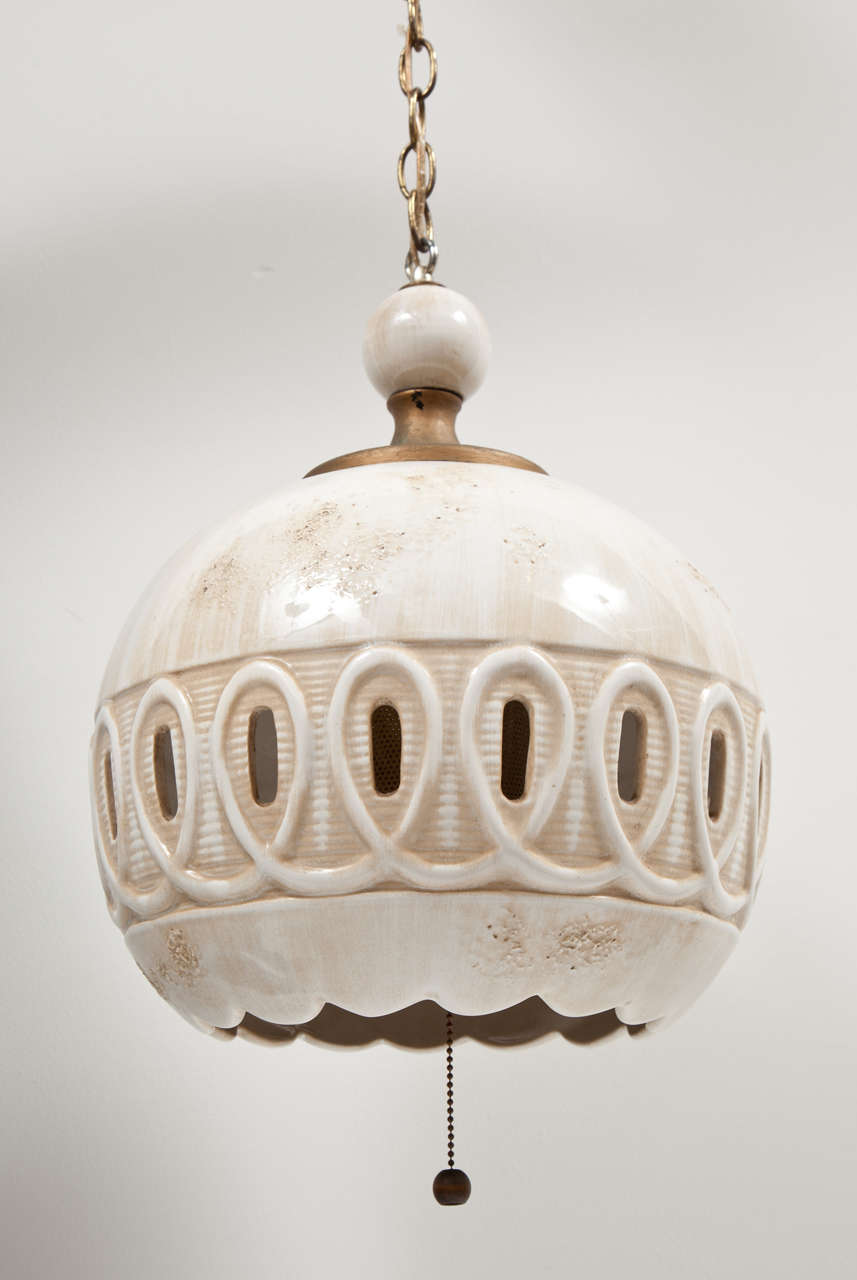 Mid-20th Century Georges Pelletier Style Ceramic Pendant Light