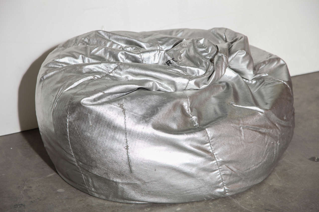 A conversation piece, this Marc Jacobs bean bag chair is made of fine soft silver leather.