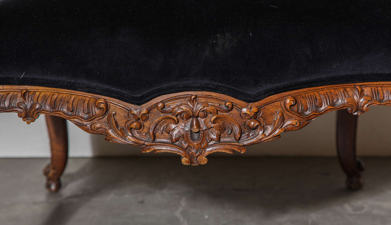 19th Century English Chair with Hide Back and Black Velvet Seat In Excellent Condition In Chicago, IL
