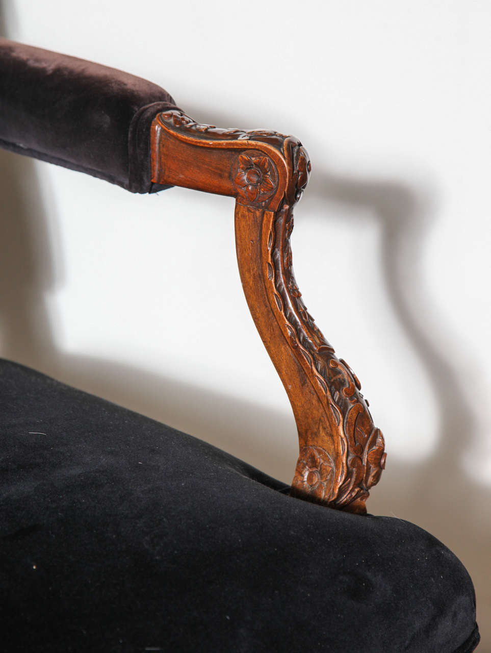 19th Century English Chair with Hide Back and Black Velvet Seat 2