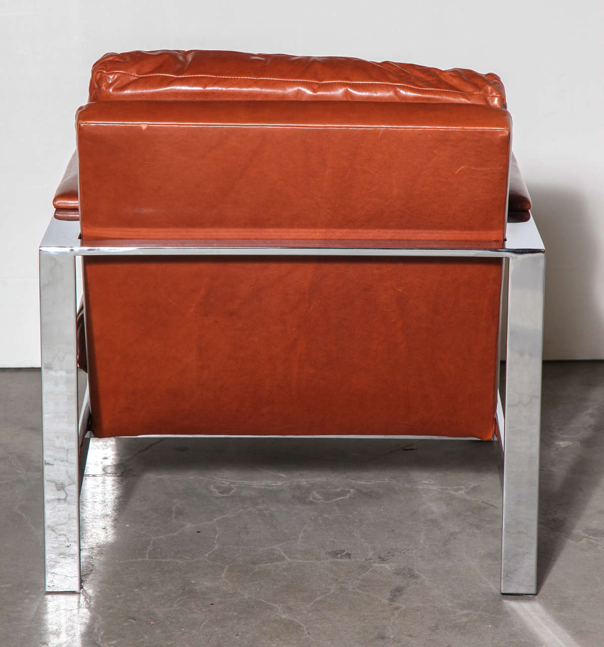 American Milo Baughman Leather and Chrome Chair