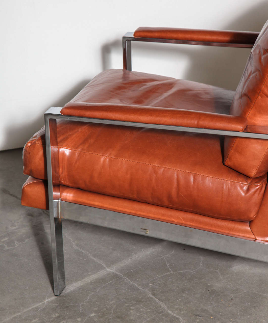 Mid-20th Century Milo Baughman Leather and Chrome Chair